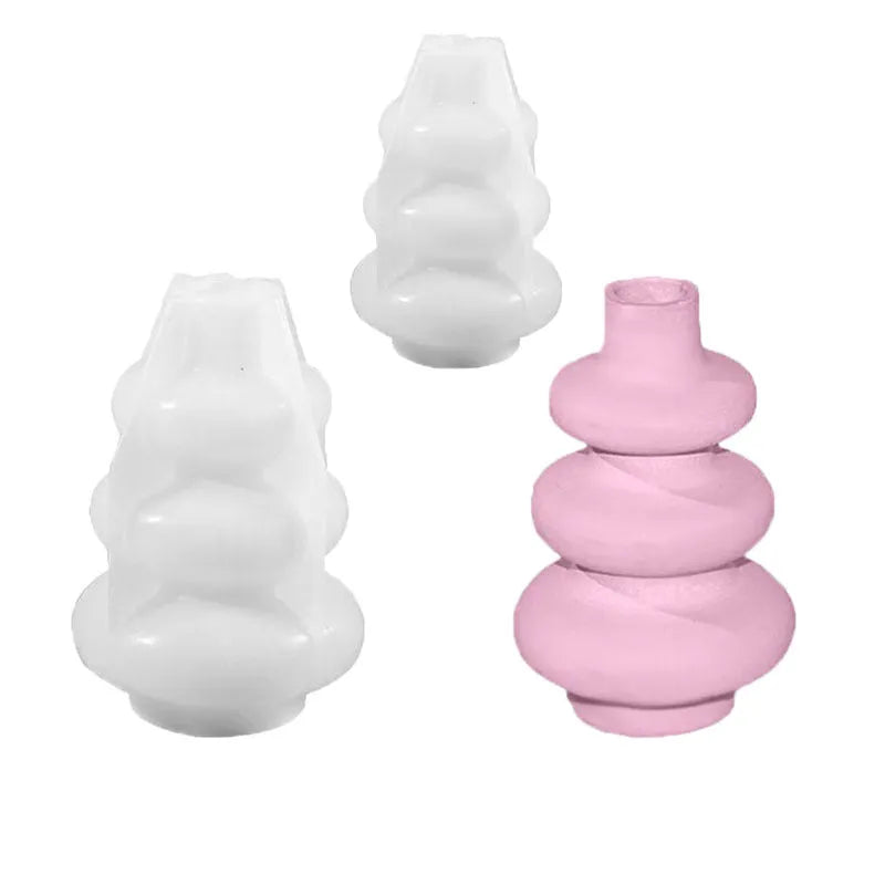 Three layer circle vase silicone baking mould with irregular shape design