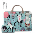 Animal print polyester laptop sleeve in Alien Cat colour, neutral design, sizes 10 to 16 inches