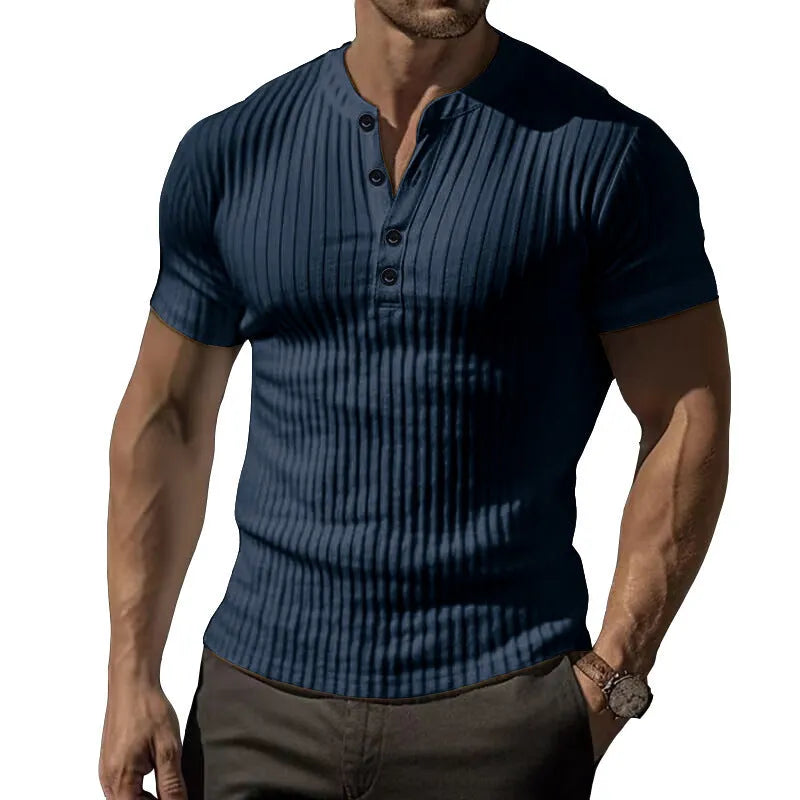 Men's slim-fit muscle sports T-shirt in polyester available in five solid colours with Asian sizing
