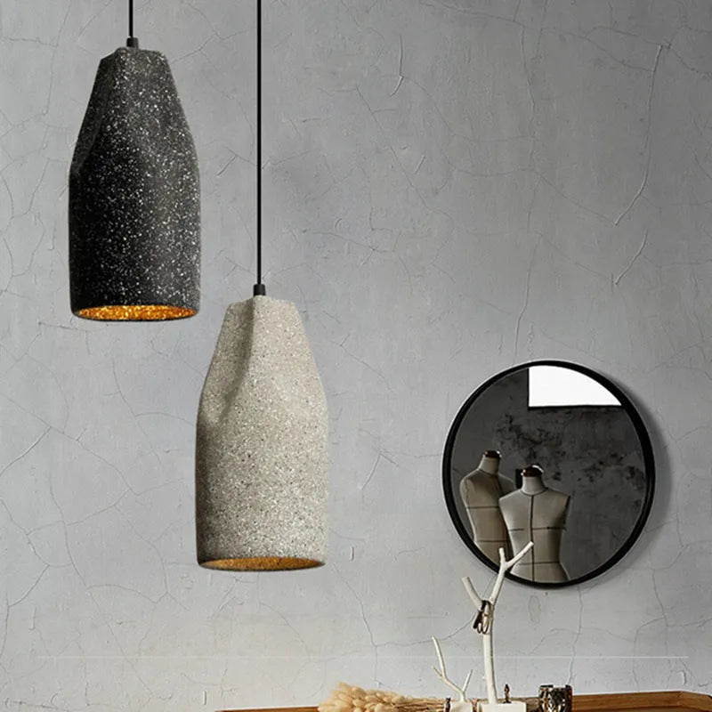 Cement pendant light in sand black or sand grey, Nordic industrial style, 220V ceiling hanging lamp