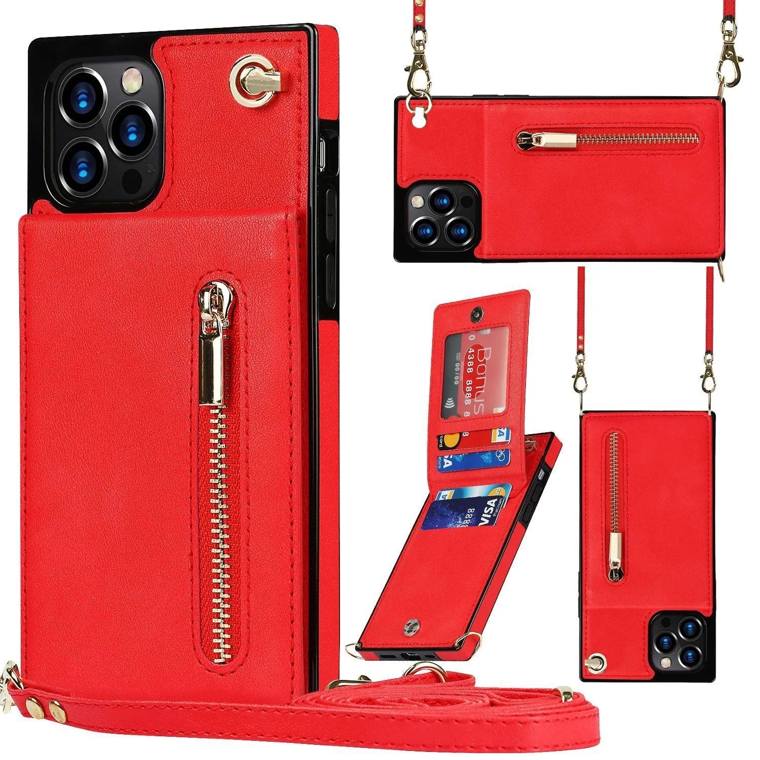 Leather and TPU mobile phone case in solid colour for messenger protection on a smartphone.
