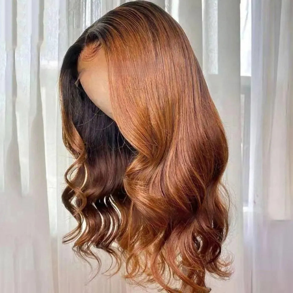 Real human hair lace front wig with a gradient cap in the Ruili style, shown in a chosen length.