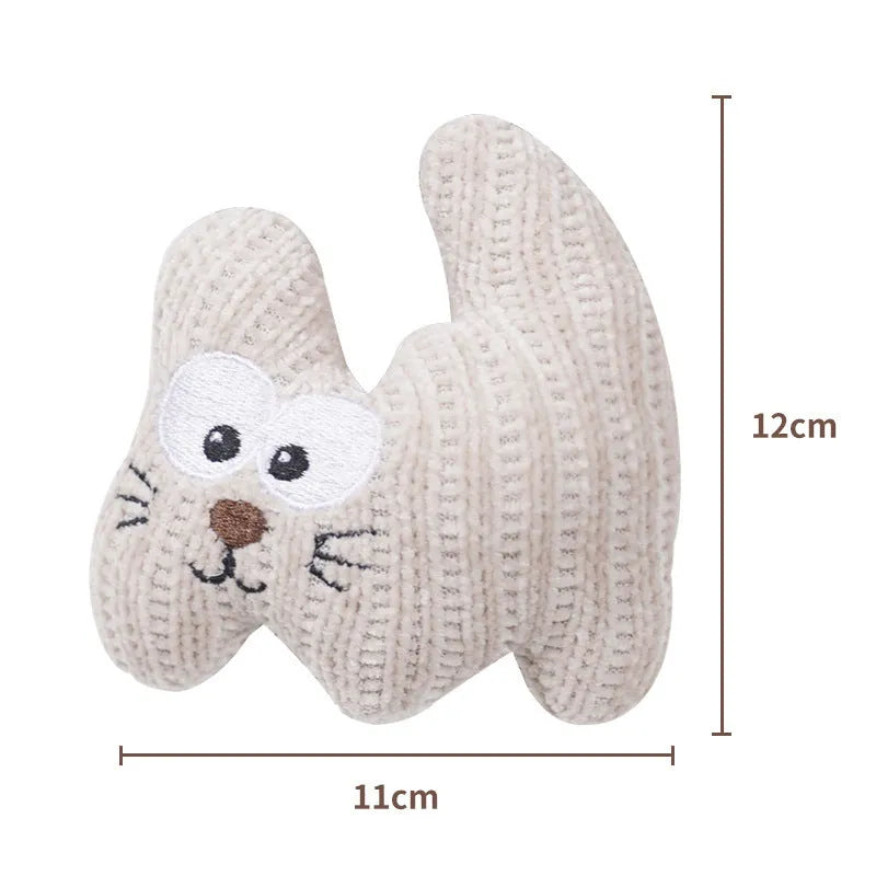 Cyan plush rope cat chew toy with bell and catnip, measuring 12x11 cm.