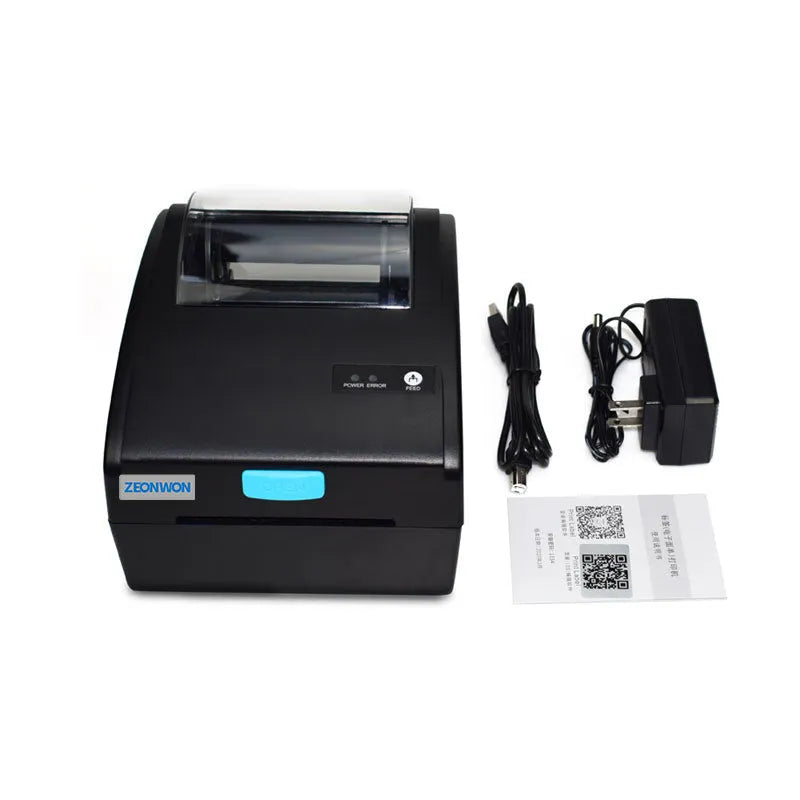 White Bluetooth thermal label printer with USB and wireless connectivity for shipping labels.
