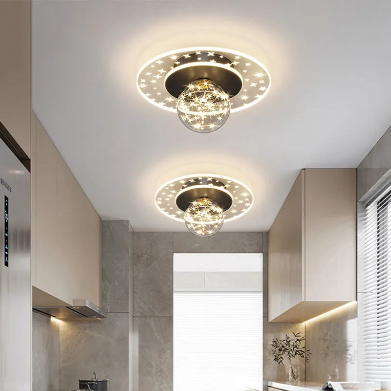Modern simplicity corridor ceiling lamp in gold black or white with LED three-colour or white light options