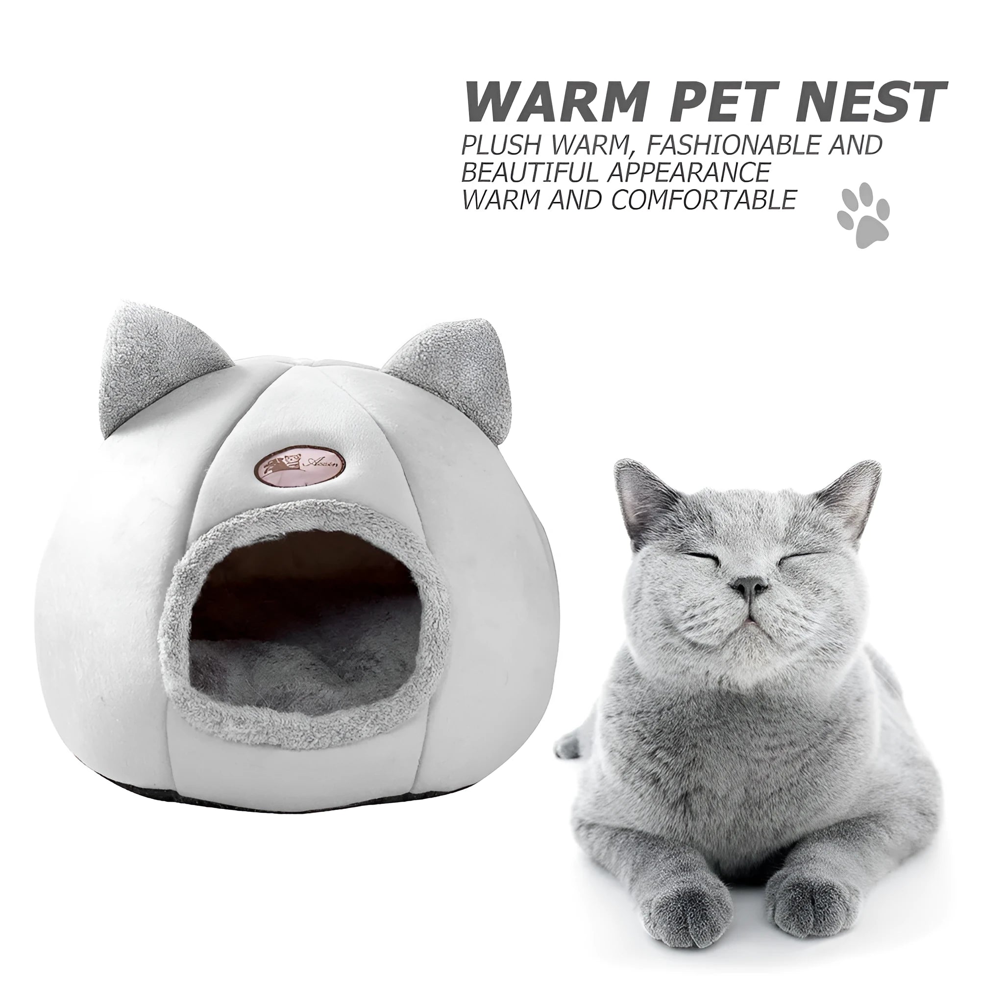 Large enclosed winter cat sofa bed with plush lining for indoor pet warmth
