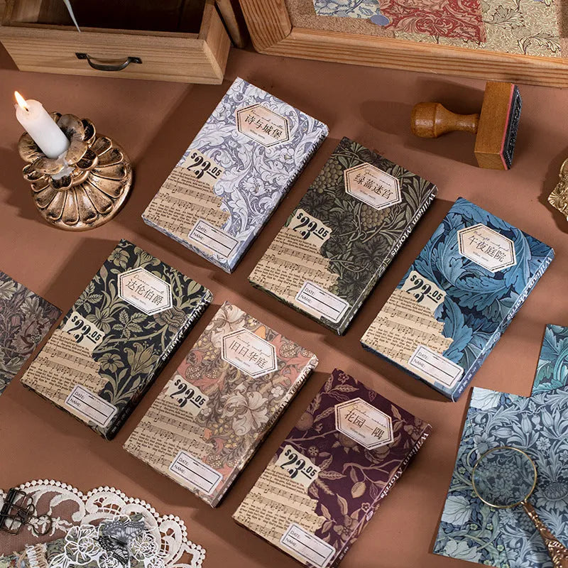 Retro artistic decorative base paper set with 60 sheets of cambric paper in 8x13cm size, plastic sealed packaging