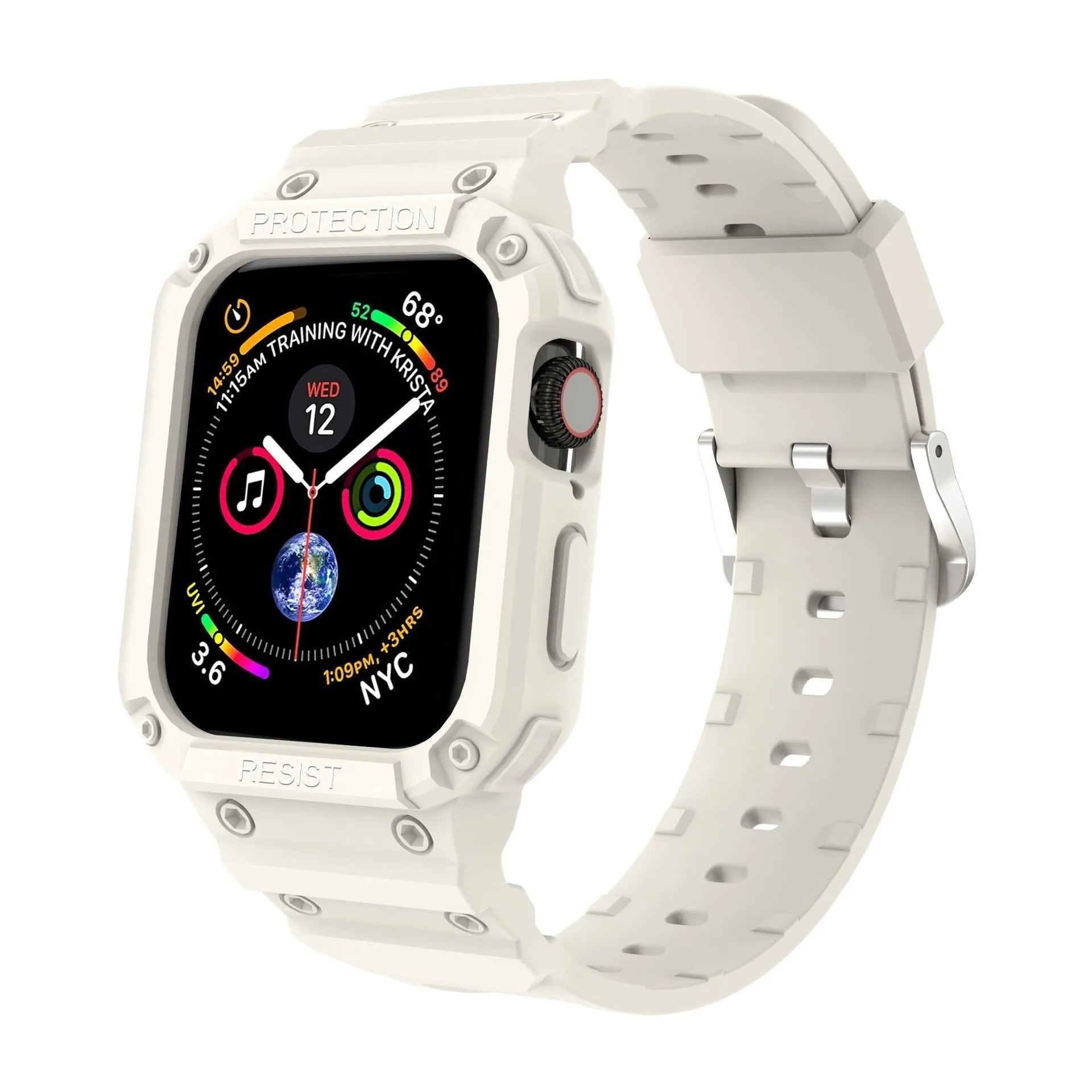 Soft TPU sport-style strap for Apple Watch Series 8 in multiple colour options on a white background.
