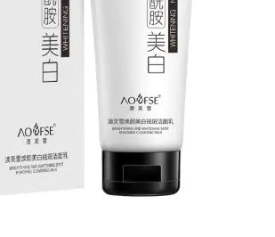 White packaged whitening and freckle removing facial cleanser bottle with 100ml content