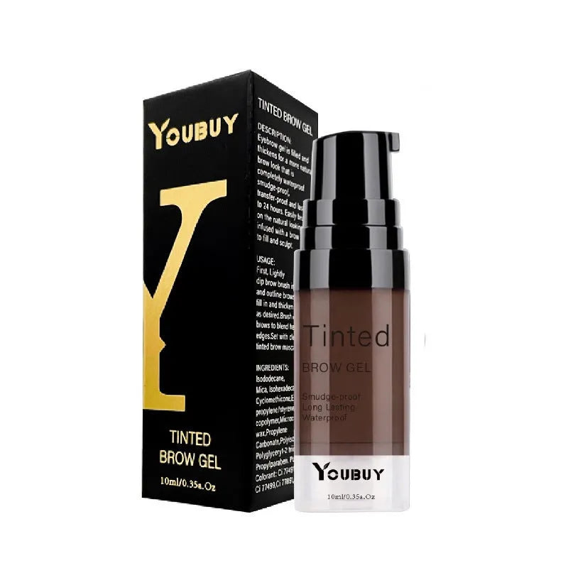 Waterproof quick-dry eyebrow cream in dark grey and golden yellow colour options
