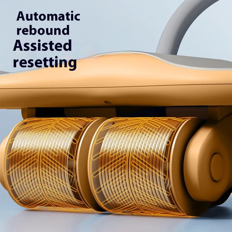 Three-wheel abdominal exercise wheel with automatic rebound mechanism in black colour