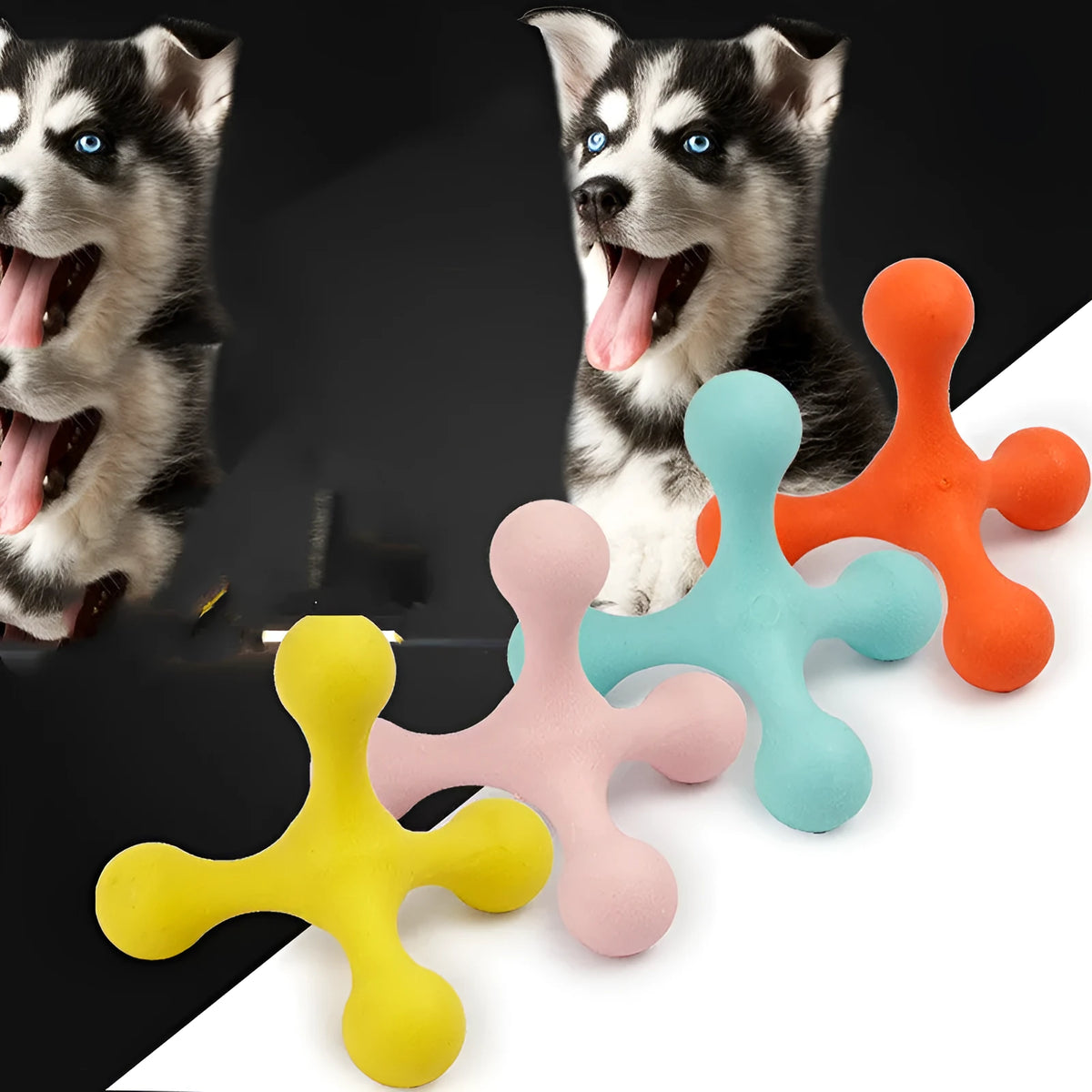 TPR molar dog toy for dogs and cats, 10x10cm, in blue, pink, red, or yellow