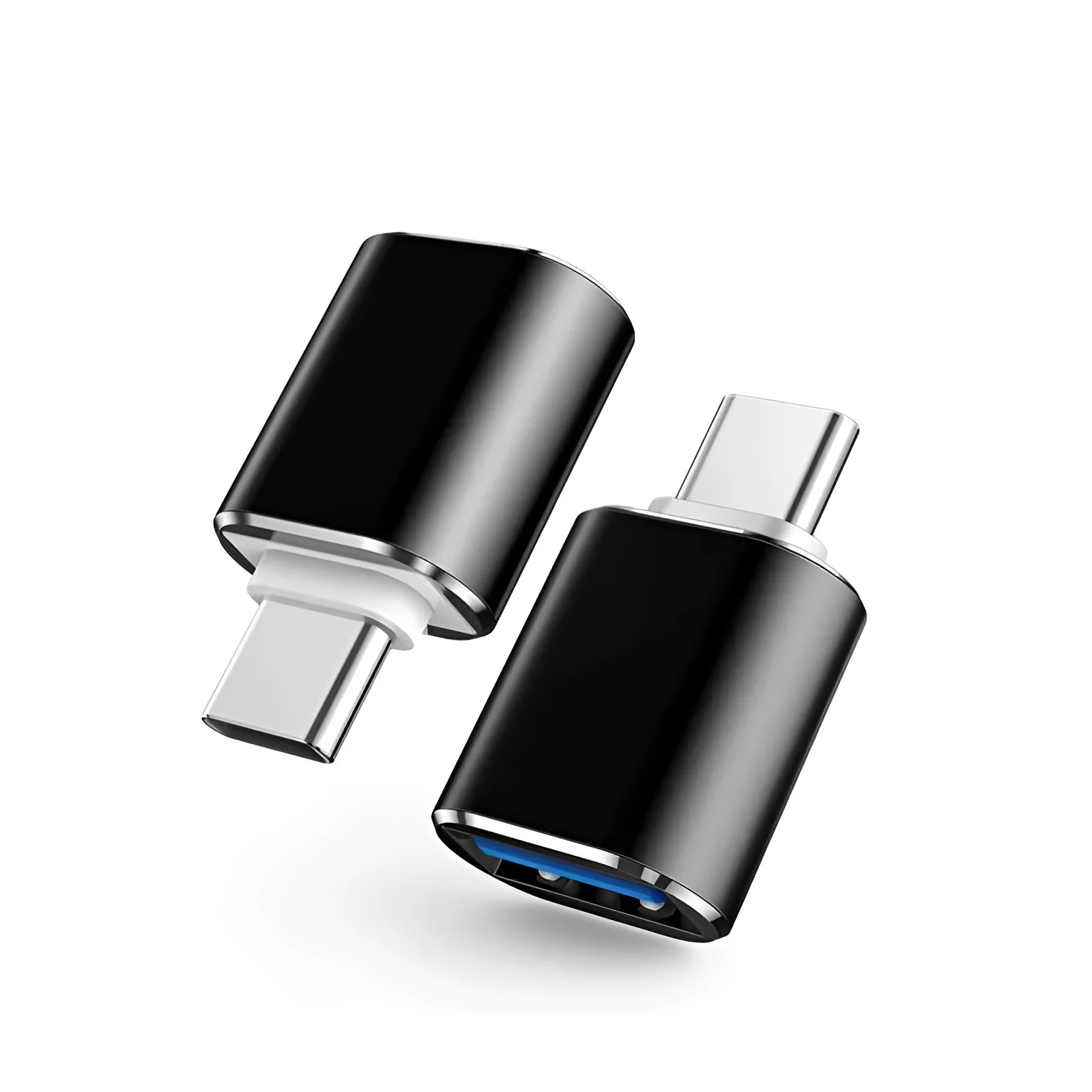 Type-C OTG adapter for smartphones in black, silver, and gold colour options