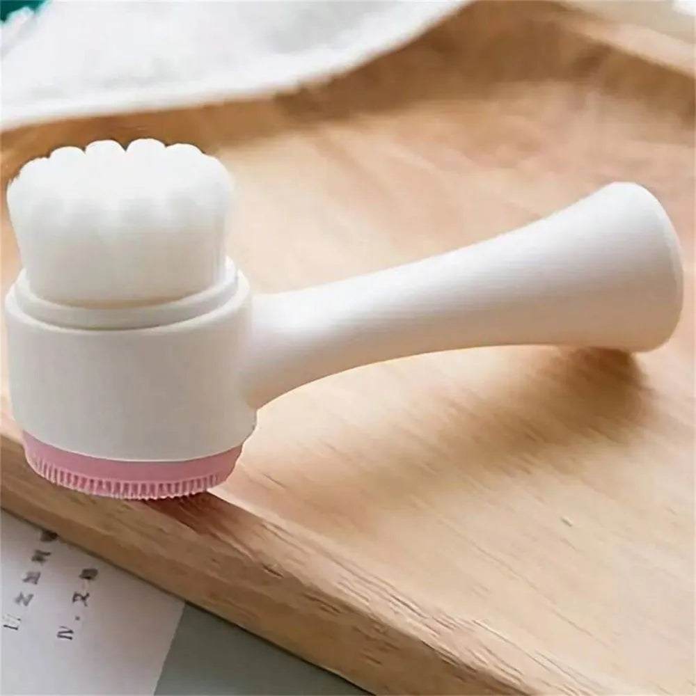 Blue handheld pet paw brush with nylon bristles for cleaning dog and cat paws.