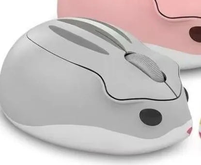 Hamster Wireless Bluetooth Mouse in three colours: yellow, pink, and gray mute options