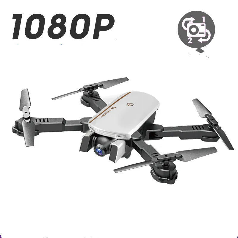 Black 4K HD quadcopter drone with plastic body, 30cm size, shown from side angle