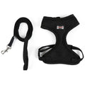Anti-skid mesh cat harness with adjustable neck and chest, 120cm leash, black or pink