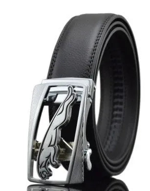 Men's automatic buckle leather belt in cowhide with 3.5cm width