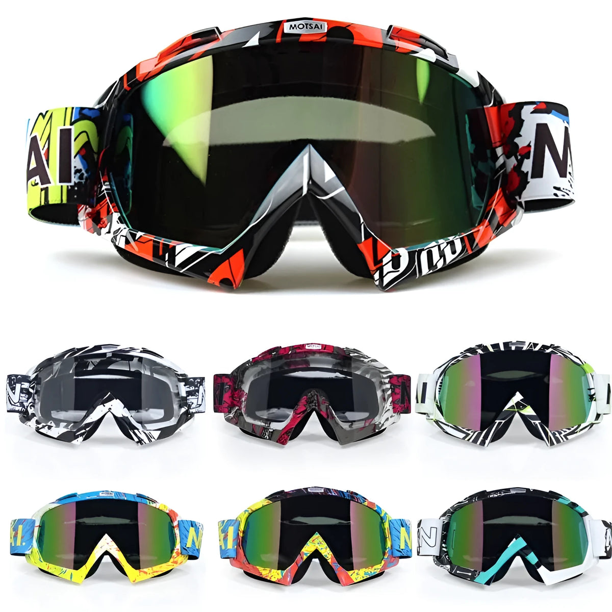 ABS off-road riding goggles with windproof design and interchangeable glasses in unisex avant-garde colours