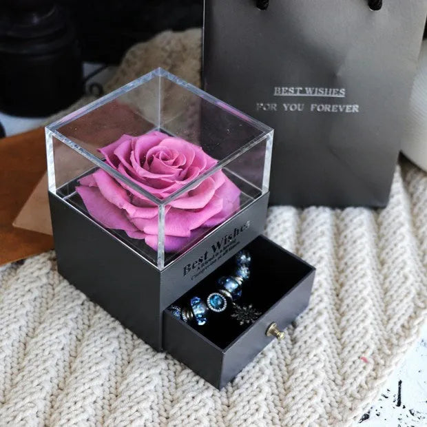 Eternal flower rose jewellery box decorative display gift packaging 8.5 cm