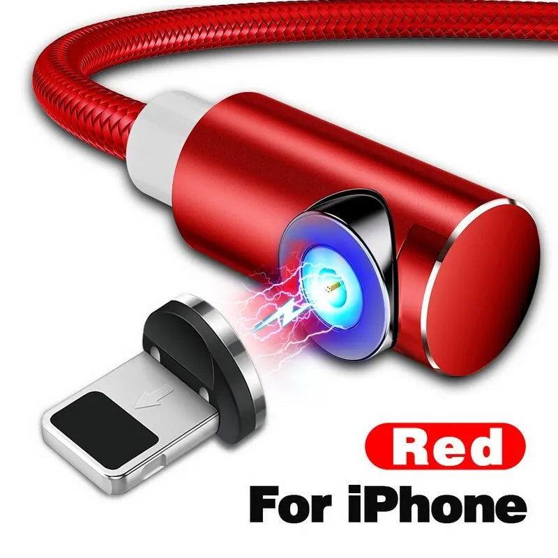 Black magnetic charging cable with aluminium connectors for Micro USB, Type C, and Apple devices.