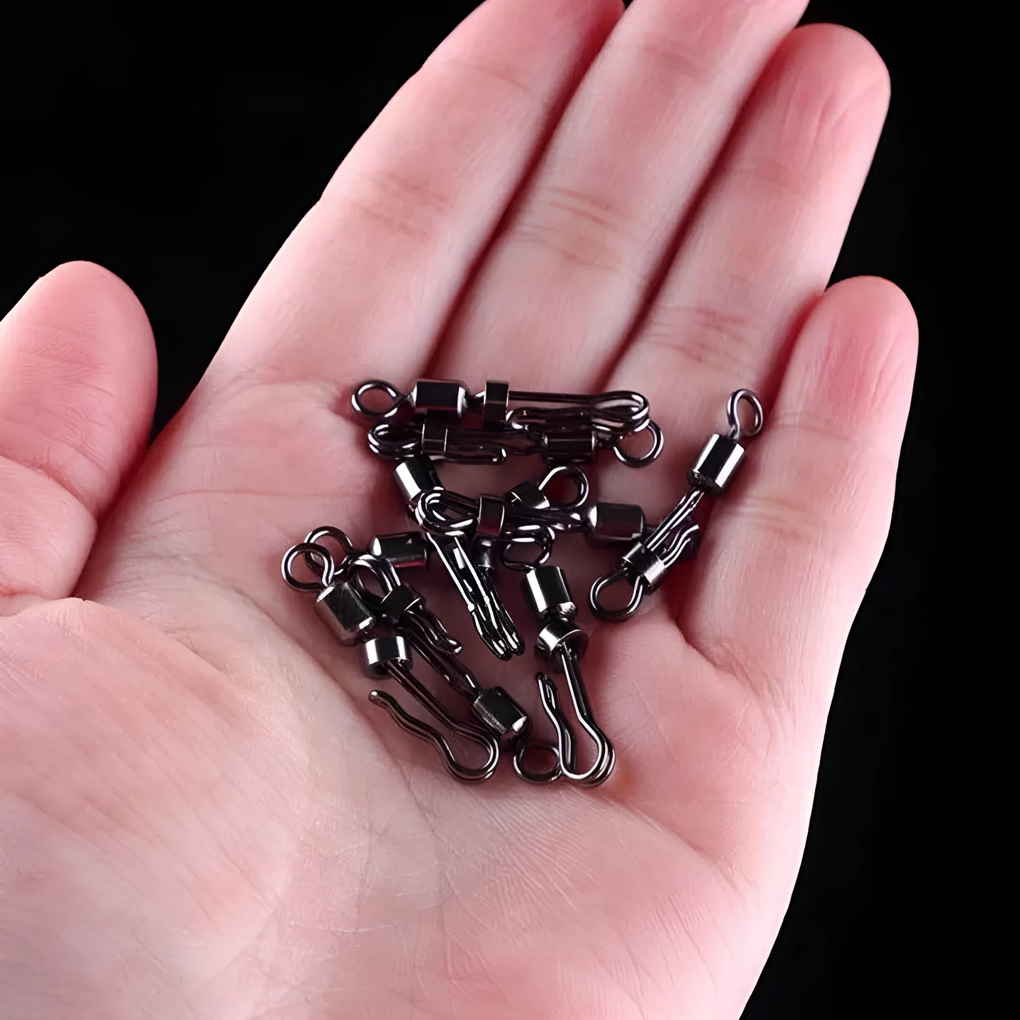 Brass quick-change barrel swivel bearing line clamp for craft and fishing, shown in a pack.