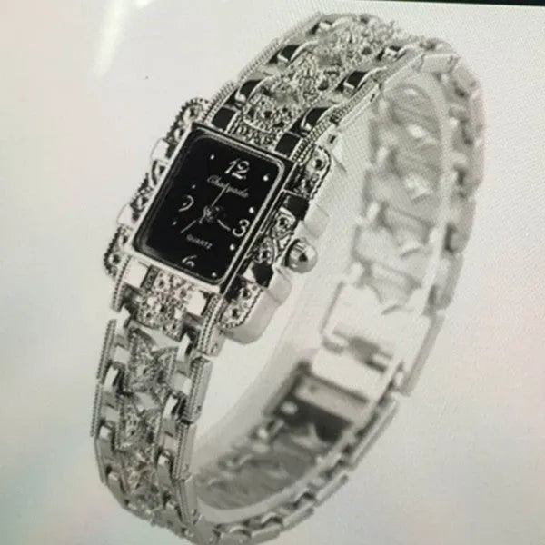 Women's square bracelet watch with white dial surface and 8mm thickness in casual style
