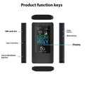 Black portable 5G Wi-Fi router with LCD display, 4400mAh battery, and USB-C port