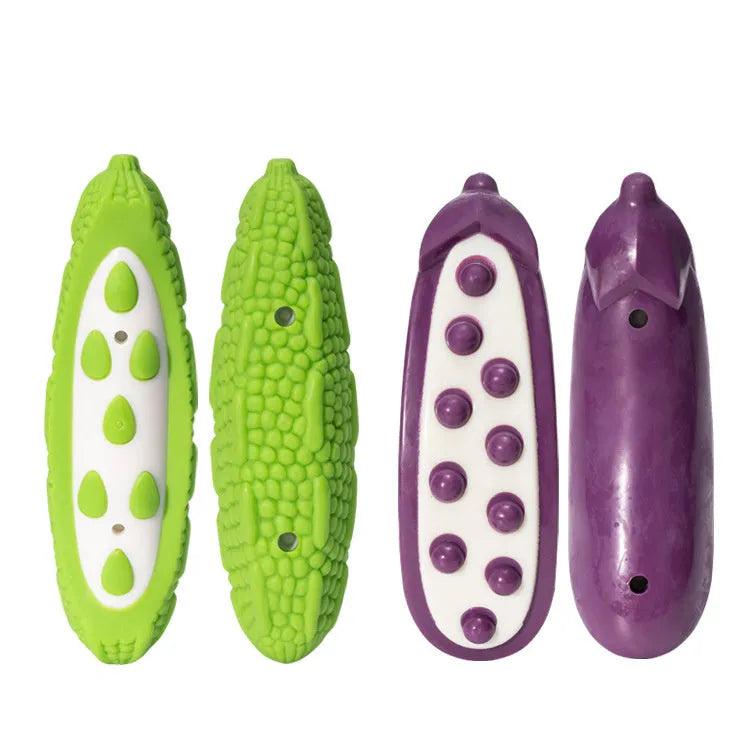 Green and purple simulation dog toy for large breed chewing resistance with meat-scented attraction