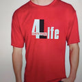 Red loose fit cotton t-shirt for men on a hanger, showing round neck and short sleeves.
