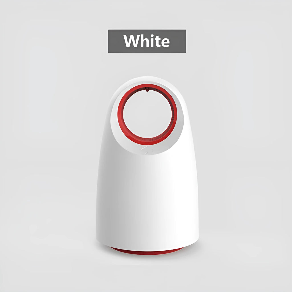Black and white silent USB mosquito killer with compact 12x12x21.5cm dimensions