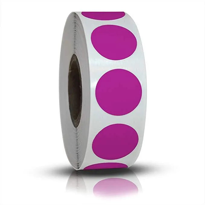 Roll of 500 chroma label colour code point labels, 2.5cm self-adhesive stickers with permanent glue in ten colours
