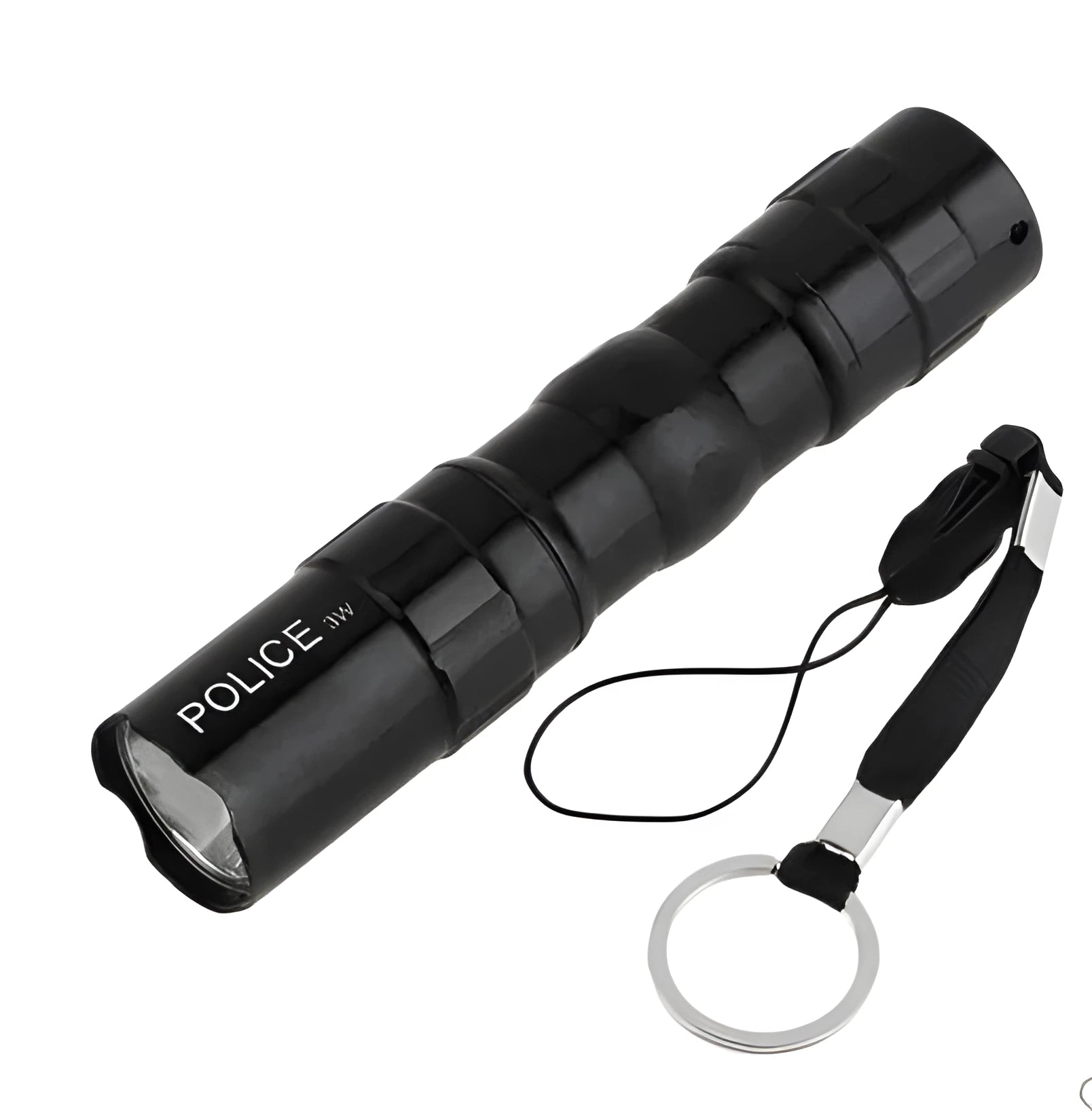 Black aluminium alloy LED mini flashlight with compact 9.5cm design and strong beam