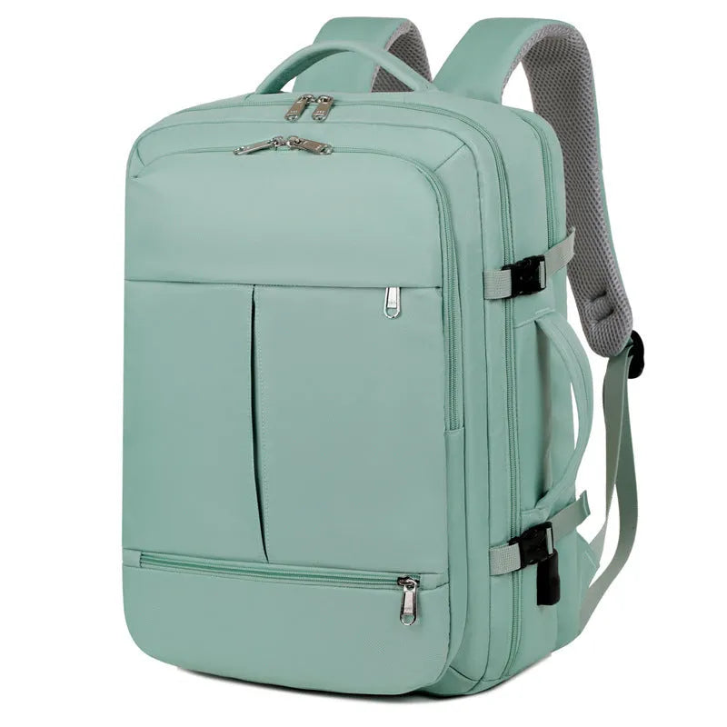 Waterproof Oxford cloth business backpack showing multiple pockets and zippers, suitable for a 15.6-inch laptop.