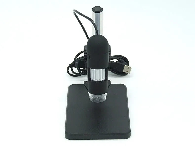 USB microscope camera with 8 LED lights and adjustable illuminator, 1000X magnification, black body