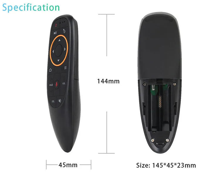 G10 series intelligent voice remote control with plastic shell and silicone buttons showing three colour-coded model variants
