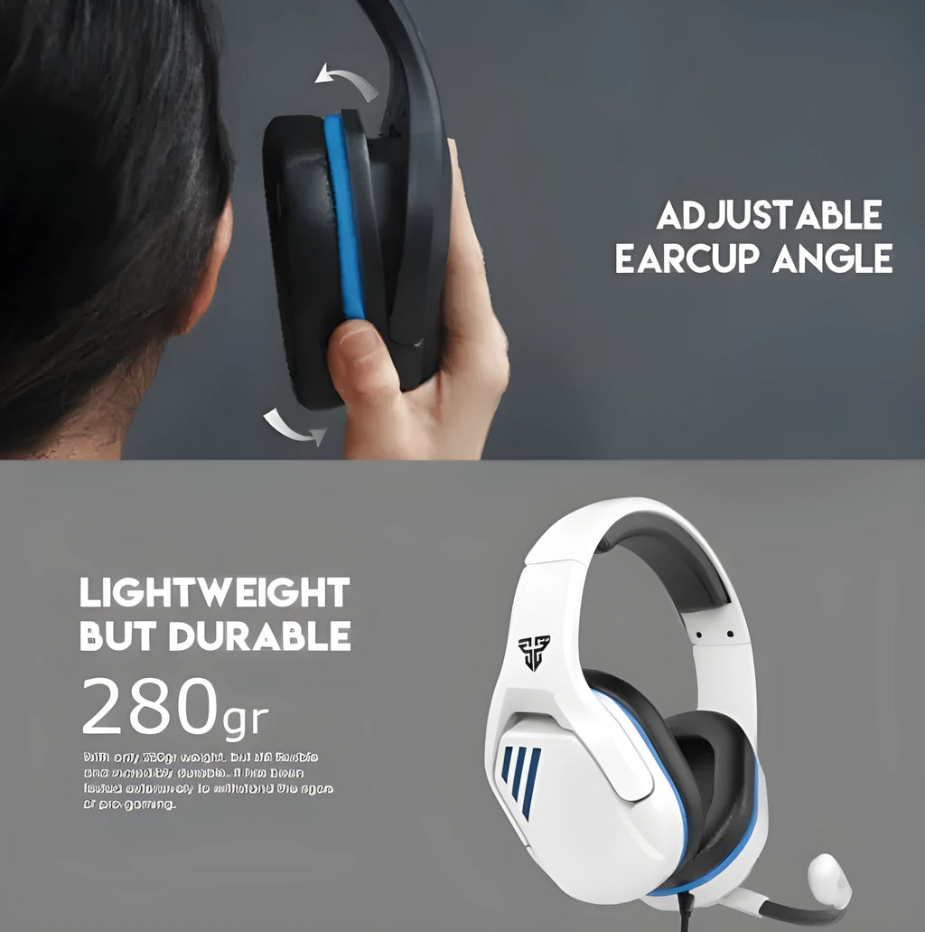 MH86 black and white gaming headset with built-in microphone and 50mm drivers for esports