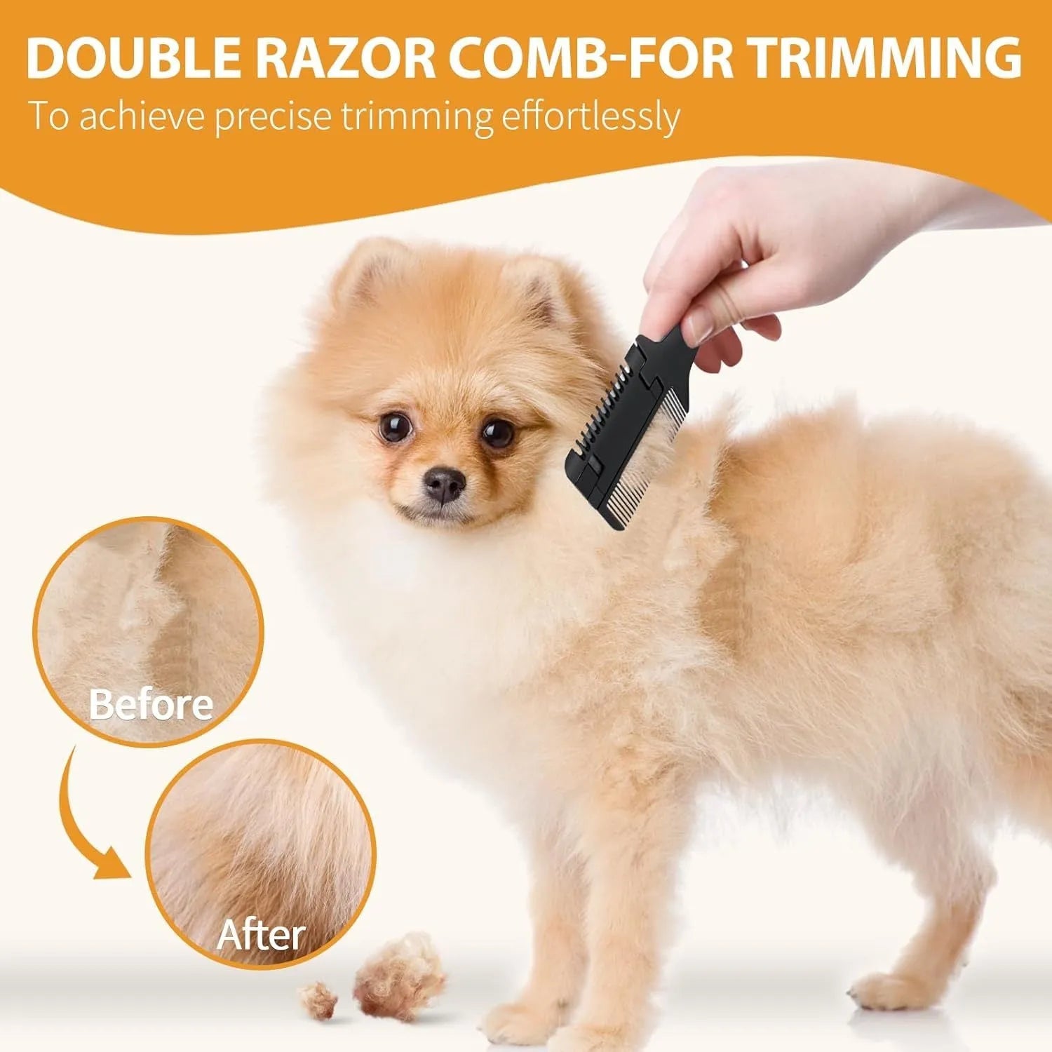 19cm dog and cat razor comb with detangling teeth and trimming blade plus 10 replacement blades