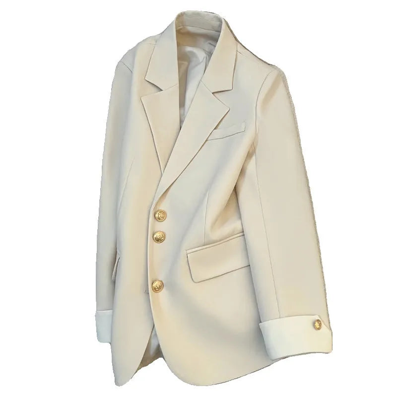 Women's Korean-style loose coat in polyester with 65cm length and commuting design