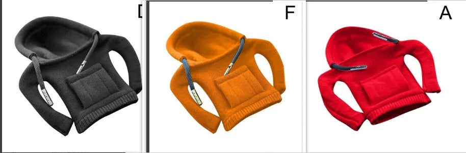 Cloth gear shift knob hoodie cover shown in multiple colours next to a car gear lever.
