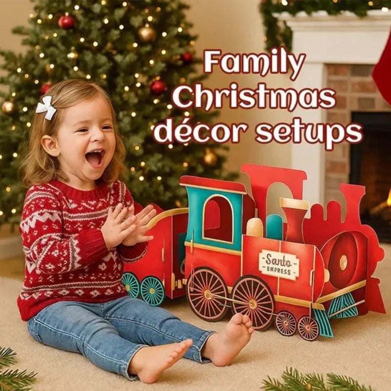 Santa Claus gift train decoration plastic American style Christmas holiday display model