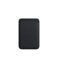 Plush Doll Leather magnetic card holder in black, showing slim design and card slots