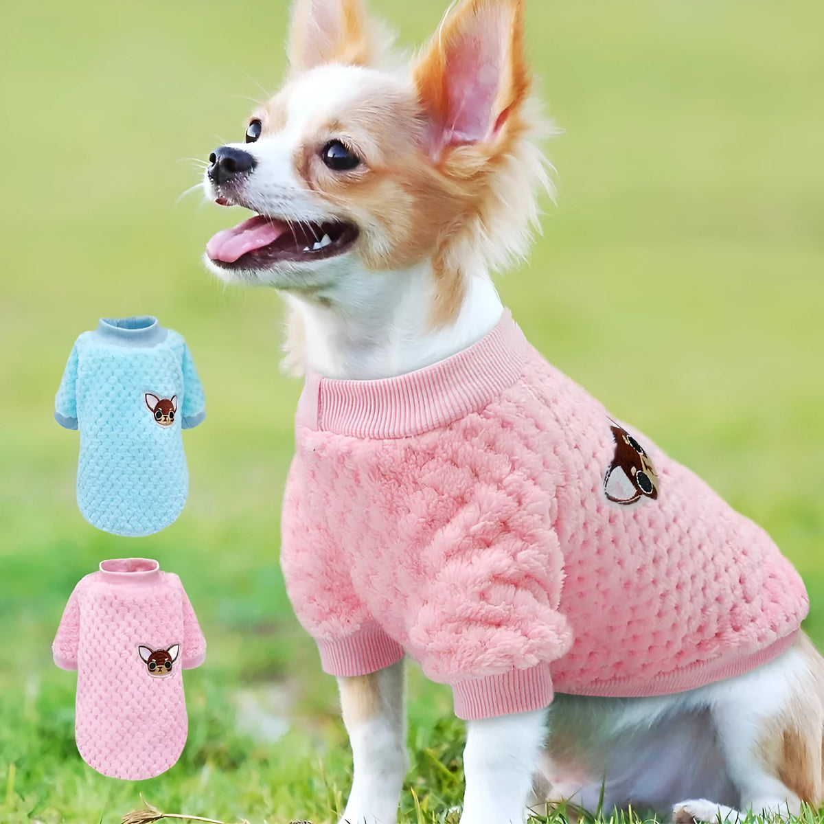 Soft warm winter dog jacket coat for small medium dogs, puppies and kittens, in blue, coffee, pink or purple