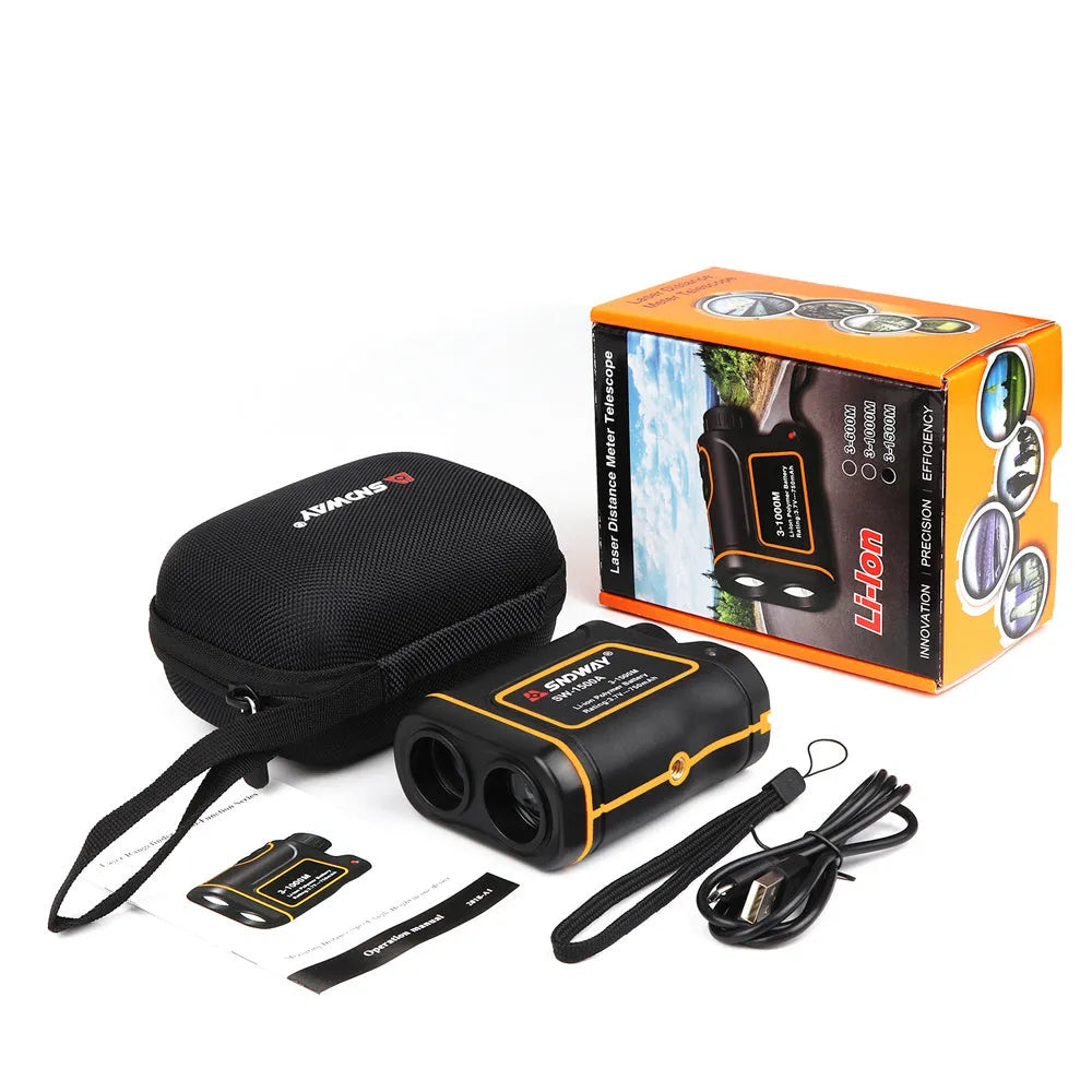 Outdoor handheld golf laser rangefinder showing compact design with display screen