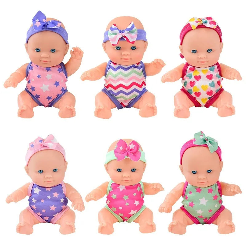 Simulation baby vinyl figurine doll in colour box packaging, 21.5cm tall, realistic design