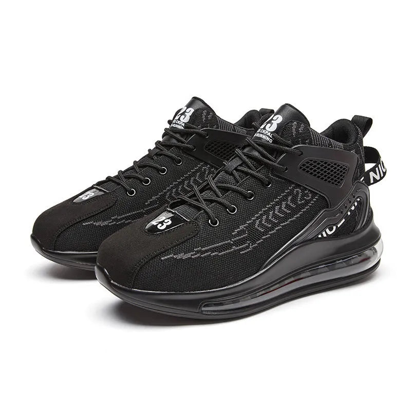 Cushion damping running shoes with mesh upper and EVA sole in black colour