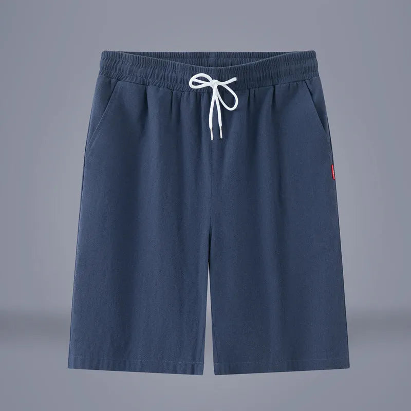 Cotton linen solid colour cropped pants with a drawstring waist in army green.
