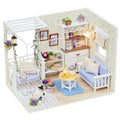 Wooden DIY miniature doll house kit with furniture pieces, available in style A and B.