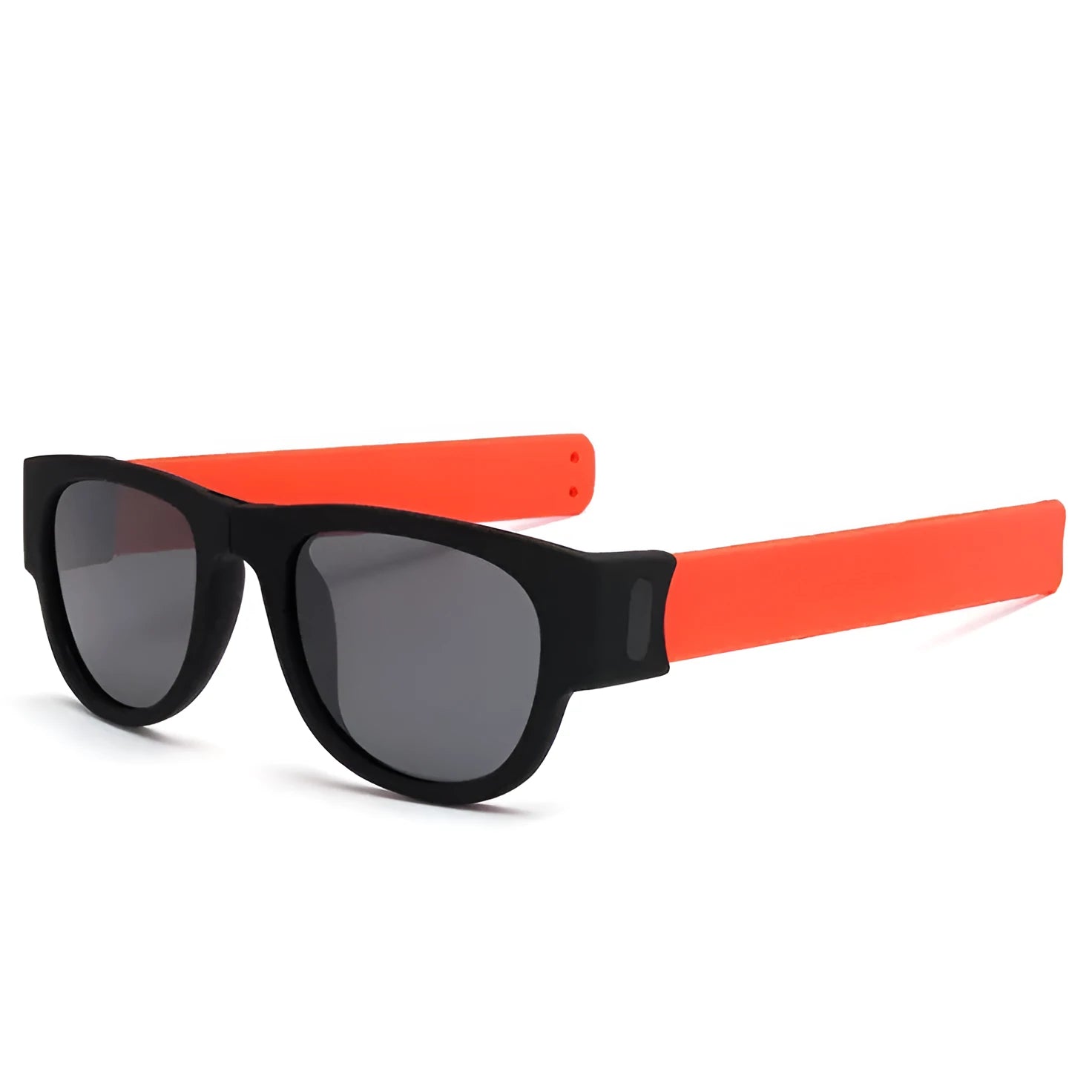 Folding bracelet sunglasses with polarized UV400 resin lens on wrist, black colour