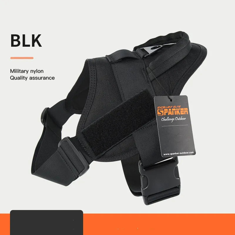 Large and medium dog harness made from 1050D nylon with UTX buckle, adjustable fit, available in Black